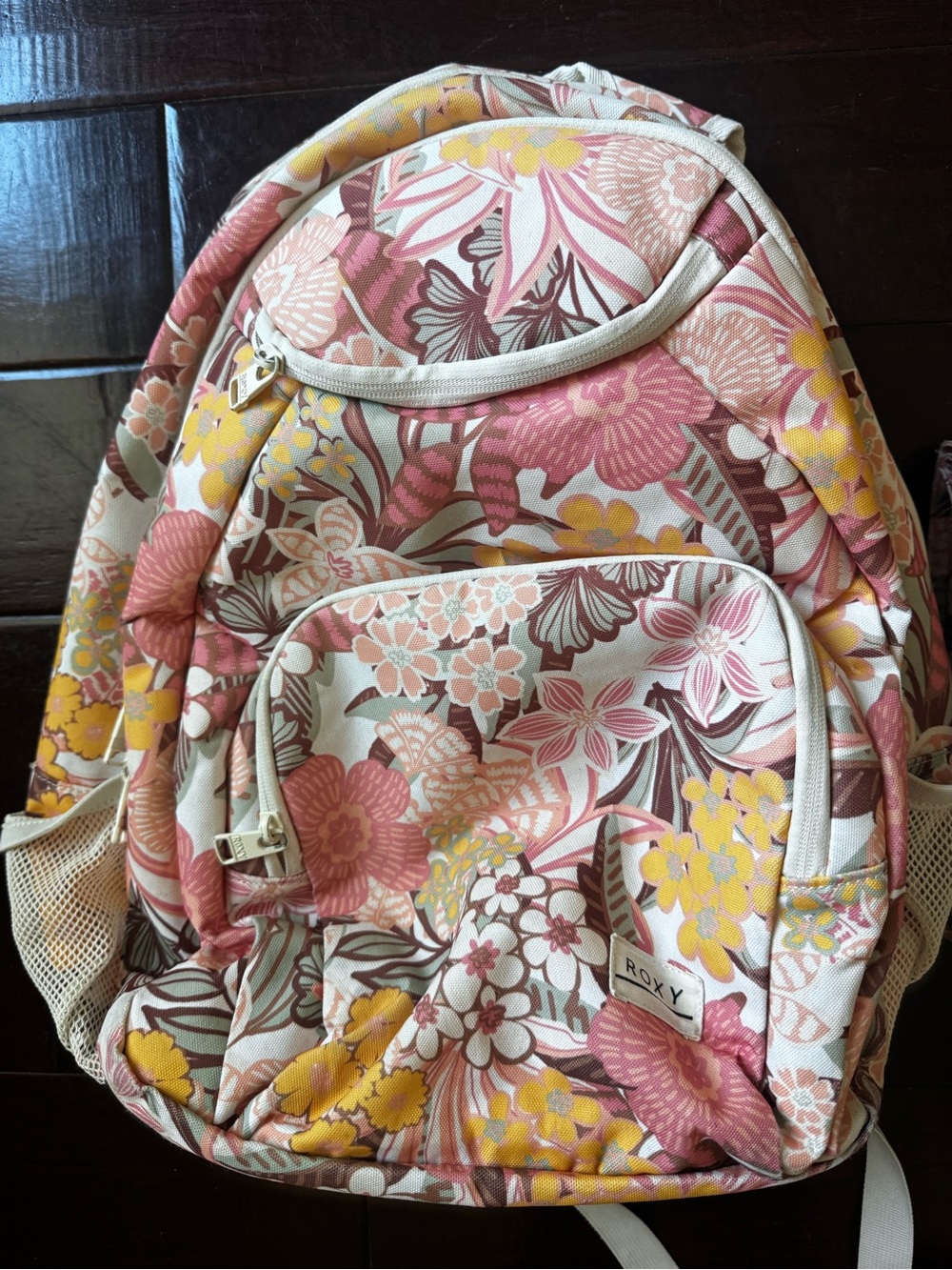 Roxy Pink, Yellow & Cream Floral Backpack and Lunch Bag